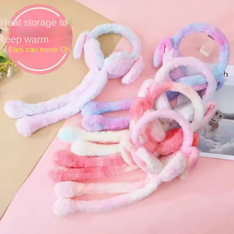 Bunny Earmuffs With Moving Ears - Soft Rabbit Warm Earmuffs For Kids
