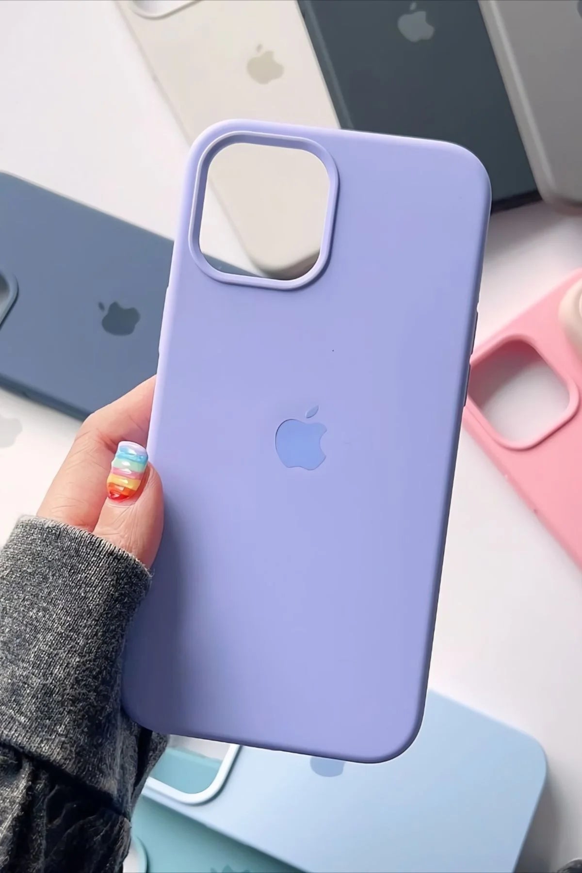 Original Silicone Case For iPhone | Lilac Color | Premium Quality