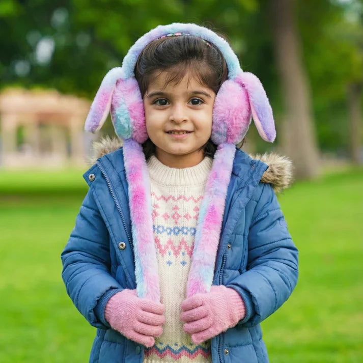 Bunny Earmuffs With Moving Ears - Soft Rabbit Warm Earmuffs For Kids